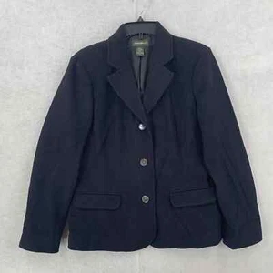Eddie Bauer Black Wool Angora Blend Blazer Jacket Career Wear Womens Large - Picture 1 of 7