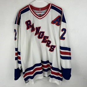 Vintage 90s CCM NHL New York Rangers Brian Leetch 2 Hockey Jersey Mens XL FLAWED - Picture 1 of 7
