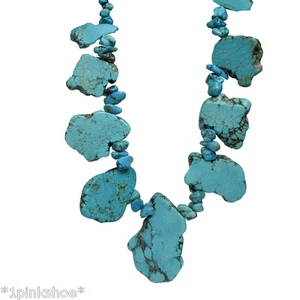 Necker 315 ~Turquoise Magnesite Necklace, Metal Choice - Picture 1 of 5
