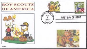 GARFIELD  ODIE CUB / BOY SCOUTS   BSA  CAMPING  HIKING FDC- DWc  - Picture 1 of 1