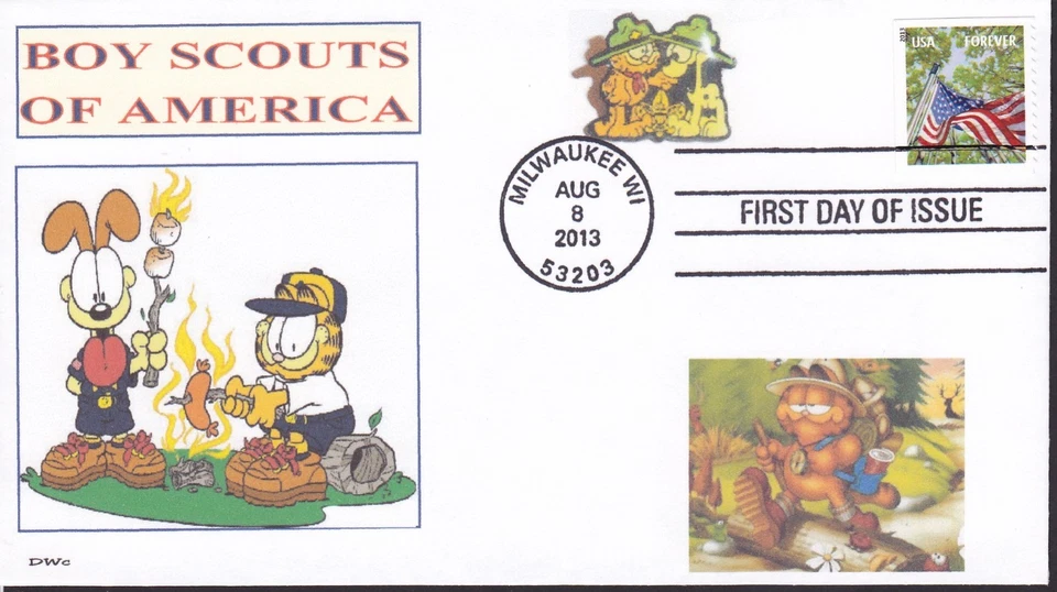 GARFIELD  ODIE CUB / BOY SCOUTS   BSA  CAMPING  HIKING FDC- DWc  - Image 1 of 1