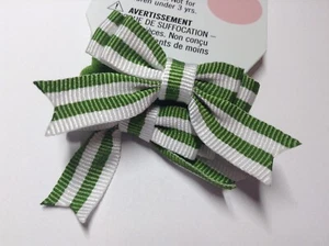 Gymboree Dandelion Wishes Line Green Stripe NWT 2 Ponytail Holder Vintage Girl - Picture 1 of 5