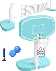 Outdoor Swimming Pool Basketball Hoop Volleyball Net System w/ Base Pool Game GN - Picture 1 of 7