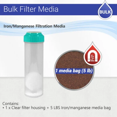 Reverse Osmosis RO Standard Refillable Housing + 5 LBS Iron/Manganese media Bag - Image 1 of 2