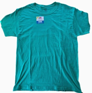 Fruit of The Loom Adult Unisex Medium Soft Cotton Green Short Sleeve T-Shirt NEW - Picture 1 of 3