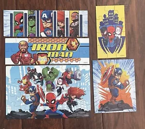 Five Puzzles - Marvel Super Hero - Iron Man, Spider Man, Captain America Marvel - Picture 1 of 5