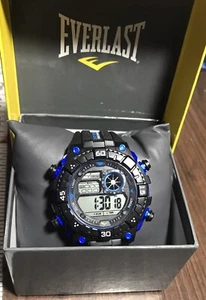 NIB Everlast Men’s Black Digital Quartz Alarm Chrono Watch Read Description - Picture 1 of 3