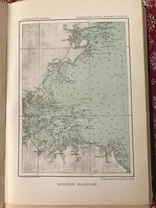 GENUINE ANTIQUE 1893 color LITHOGRAPHIC map BOSTON HARBOR MASSACHUSETTS - Picture 1 of 2