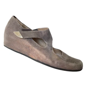 Anyi Lu Shirlee Brown Metallic Mary Jane Wedge Loafer Shoe Womens 37 US 7 Italy - Bild 1 von 9