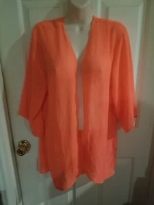 H&M Dividido Neón Naranja Transparente Abierto Frontal Cubierta Talla Pequeña Manga 3/4 - Imagen 1 de 9