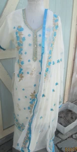 beautiful folwar embroidery salwa kameez material cotton slik Size XL 44 - Picture 1 of 3