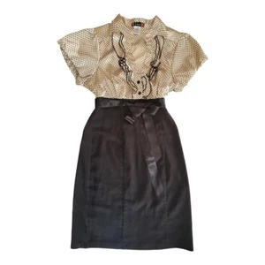 Trixxi Kleid 11 Junior Rüschen Polka Dots schwarz creme Vintage Retro Rockabilly - Bild 1 von 10