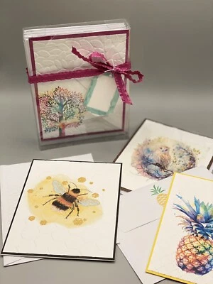 SURTIDO DE TARJETAS DE FELICITACIÓN ACUARELA ARTESANAL - JUEGO DE 8 TARJETAS DE REGALO Foto 1 de 4