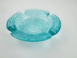 Vintage 1970's Small 4.25" Anchor Hocking Lido Soreno Ashtray Teal Aqua Blue - Picture 1 of 4