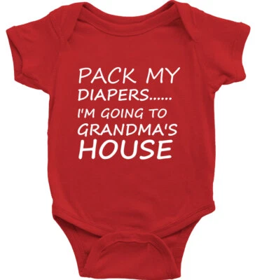 Baby Bodysuit One-Piece Clothes gift Pack my diapers I'm going to grandmas house - Image 1 of 2