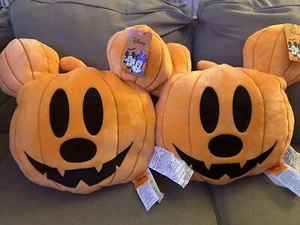 NEW Disney Mickey Mouse Halloween Jack O Lantern Pillow Plush Set Of 2 TikTok ๐ - Picture 1 of 3