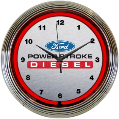 Licensed Ford Power Stroke Diesel Car OLP Sign Racing Neon Clock 15"x15" - Image 1 of 2