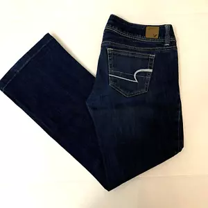 American Eagle Slim Boot Size 6 Short Blue Stretch Denim Jeans Dark stretch - Picture 1 of 9
