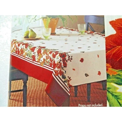 Mirror Border Fall Leaves Tablecloth 60" x 84" Oblong Kitchen Holiday Polyester - Image 1 of 2