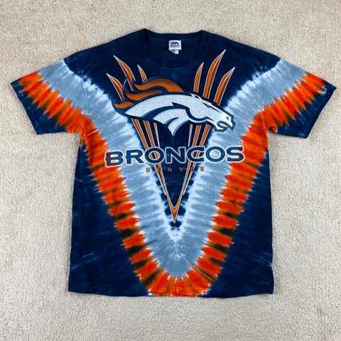 Denver Broncos Shirt Adult Extra Large Colorful Majestic Tie Dye NFL Football Cover