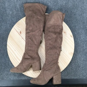 Wild Diva Boots Womens 7.5 Wide Over The Knee Riding Heels Beige Suede NEW - Picture 1 of 13
