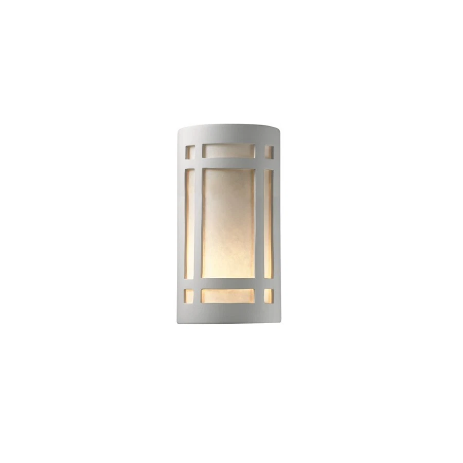 Justice Design Ambiance Lg Craftsman Sconce, Outdr, Open Top/Bot, Bisq, Wht, Inc - Image 1 of 1