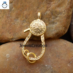 Blocco Fibbia Diamante Naturale Aragosta Argento Solido 925 Gioielli Placcato Oro Trovato - Foto 1 di 4