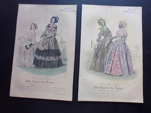 Gravure mode ancienne:mode de Paris:petit courrier des dames: lot de 2 planches - Picture 1 of 7