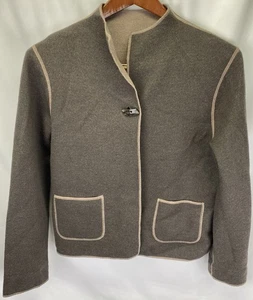 Damen M/L Strickjacke Jacke dunkelgrau/taupe Handarbeit offen wendbar 1 Knopf - Bild 1 von 8
