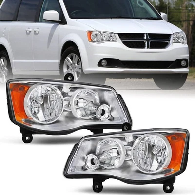 For 2008-2016 Chrysler Town&Country 2011-2020 Dodge Grand Caravan Pair Headlight - Image 1 of 4