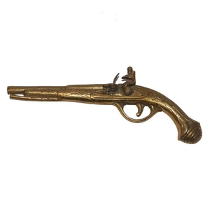LARGE VINTAGE BRASS WALL HANGING DECORATIVE PISTOL GUN - Picture 1 of 8