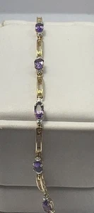 BRACCIALE TANZANITE ORO GIALLO 14K - 1 DIAMANTE (J1335) - Foto 1 di 8