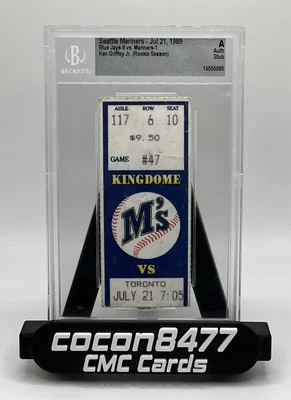 Ken Griffey Jr. 1989 Rookie Season Ticket Stub BAS Beckett Authenticated - Image 1 of 2