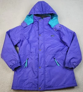 Vintage LL Bean Penobscot Parka Jacket Youth XL 18-20 Purple Teal Hooded 90s - Picture 1 of 13