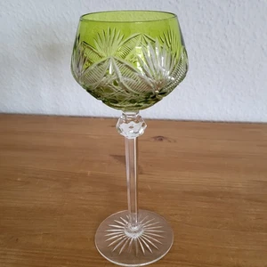 Weinglas olivgrünes Überfang Glas Höhe ca. 20cm - Bild 1 von 3