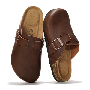 Genuine Leather Footbed Clogs for Women - Memory Foam Arch Support Slippers f... - Picture 1 of 5