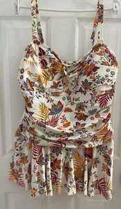 Lauren Ralph Lauren Plus Size 20W Tropical Swimsuit Shirred Skirted One Piece - Picture 1 of 15