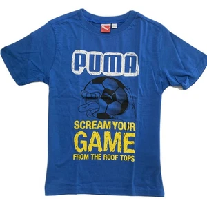 PUMA BOYS SHIRT - LOGO FRONT SZ 6 - SCREAM YOUR GAME BLUE - TOP TEE GRAPHIC KIDS - Picture 1 of 1