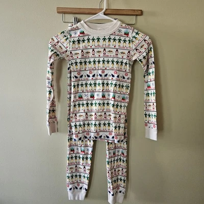 Hanna Andersson Elf Organic Cotton PJ Set Unisex Kids 130/8 Christmas Buddy Knit - Image 1 of 4