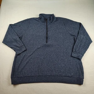 Torrid Sweater Womens 4X Blue Heather Quarter Zip Mock Neck Ribbed Pullover Plus - Picture 1 of 7