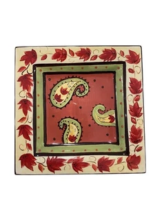 "Plato cuadrado pintado a mano LEXI 8"" Paisley floral de mesas estilos de vida" - Imagen 1 de 6