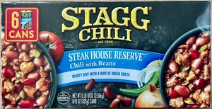 New Stagg Chili Steakhouse Reserve With Beans 6 x 15oz Cans 25% More Beef - Picture 1 of 8
