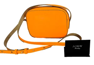 J. CREW Small Genuine Leather Neon Orange Crossbody Bag Purse Zip NEW with TAGS - Picture 1 of 21