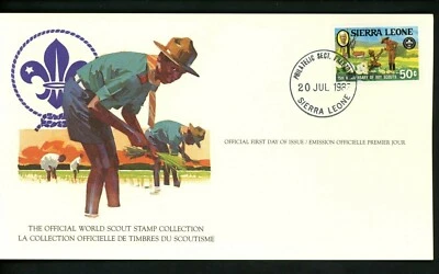 Postal History FDC #536 Sierra Leone , Boy Scouts scouting farming 1982 - Image 1 of 2