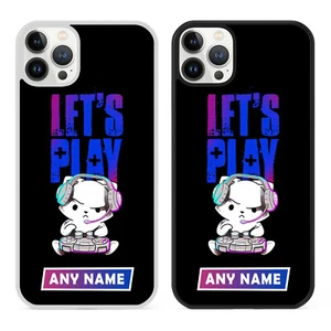 Personalised Name Let's Play Cute Phone Case Cover for iPhone Funny Gamer Gift - Picture 1 of 7