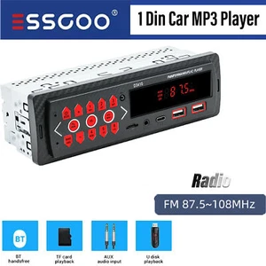 ESSGOO 1 DIN Autoradio Radio Bluetooth AM FM Audio Player Head Unit USB AUX MP3 - Bild 1 von 13