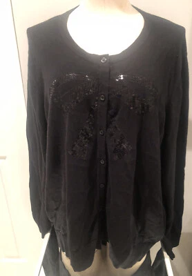 Suéter con botones Merona para mujer talla 4 negro lazo de lentejuelas Foto 1 de 4