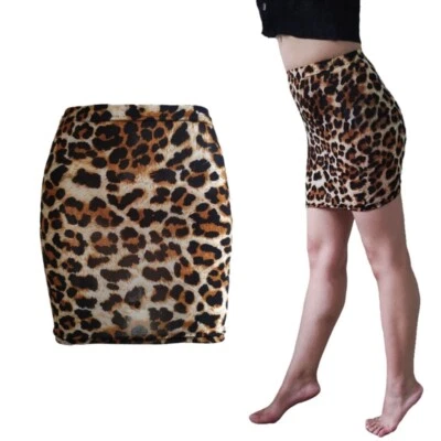 Women Leopard Print High Waist Bodycon Mini Skirt Casual Short Wrap Skirts - Image 1 of 4
