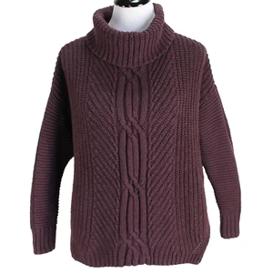 Lands End Chunky Turtleneck Sweater Womens Size S Purple Long Sleeve Oversized - Picture 1 of 7