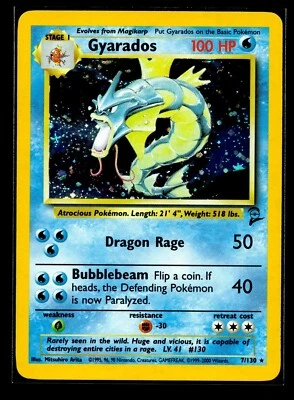 Pokemon Cards: Base Set 2 Rare Holo: Gyarados 7/130 - Image 1 of 2